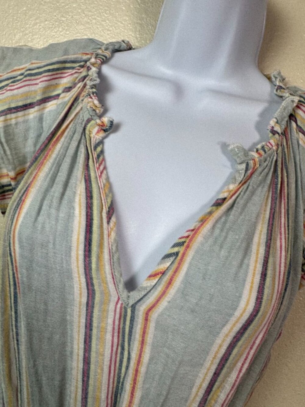 Rails Amelia Sage Harbour Stripe Tiered Midi Dress Linen Blend Size Small Green - Picture 10 of 16
